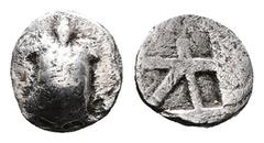Greek Islands off Attika. Aegina, circa 510-490 BC. AR Obol (Silver, 8.3 mm, 0.57 g.). Sea turtle. Rev. Incuse square with 'Union Jack' pattern. Wartenberg, ‘A Hoard of Archaic Obols of Aegina (Coin H