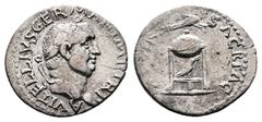 Roman Imperial Vitellius, AD 69. Rome. Silver Denarius (20 mm. 2.85 g.). A VITELLIVS GERMAN IMP TR P, laureate head of Vitellius to right. Rev. XV VIR SACR FAC, tripod lebes surmounted by dolphin, rav
