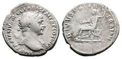 Roman Imperial Trajan, AD 112-114. Rome. Silver Denarius (20 mm, 3.38 g.). IMP TRAIANVS AVG GER DAC P M TR P COS VI P P, laureate head of Trajan to right, slight drapery on left shoulder. Rev. DIVVS P