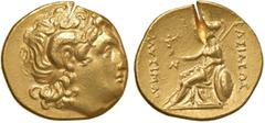 Münzen Antike Lysimachos 305 - 281 v. Chr. Hellenismus. Au-Stater, 305 - 281 v. Chr.. unedierte Variante? unsichere Msz. 8,46g Müller - Prüfhieb am Revers f.stgl