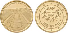 Münzen Ausland Republik 1973 - heute Griechenland. 100 Euro, 2004. Olympische Spiele Athen - Panathenäisches Stadion (Kallimarmaron) 10,14g KM 198, Friedb. 39 PP
