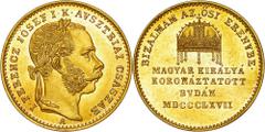 House of Habsburg | Österreichisch-Ungarische Monarchie Francis Joseph I, Austrian Empire Gold Token 1867 Ducat, Coronation of hungarian King in Buda Hungarian inscription. Nice luster in the fields! 