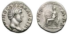 Otho. 69 AD. Denarius, 3.45g. (h). Rome. Obv: IMP OTHO CAESAR AVG TR P Head bare right. Rx: PONT - MAX Vesta, veiled, seated left holding patera and scepter. BM 11. Paris 29. Cohen 7 (12 Fr.). RIC 24 