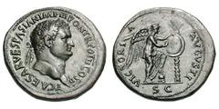 Titus as Caesar. 70-79 AD. Sestertius, 26.18g. (h). Rome, 72 AD. Obv: T CAESAR VESPASIAN IMP III PON TR POT II COS II Head laureate right. Rx: VICTORI - A - AVGVSTI around, S C in exergue, Victory sta