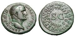 Galba, restored by Titus. 68-69 AD. As, 10.34g. (h). . , 80-81 AD. Obv: SER GALBA IMP - CAES AVG TR P Head laureate right. Rx: Restoration legend of Titus in two circles around S C: IMP T CAES DIVI VE