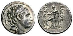 Seleucid Kingdom. Antiochus III. 223-187 BC. Tetradrachm, 16.83g. (h). Antioch, c. 197-187 BC. Obv: Diademed head of Antiochus III right, one diadem end waving upward behind, the other falling forward