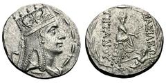 Armenia. Tigranes II the Great. 95-56 BC. Tetradrachm, 15.69g. (h). Obv: Draped bust of Tigranes right, wearing Armenian tiara and Greek diadem. The tiara is adorned with an eight-pointed star flanked