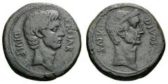 Octavian and Divus Julius Caesar. Dupondius, 19.95g. (h). Italy, 38 BC. Obv: Bare head of Octavian right; CAESAR before, DIVI F behind. Rx: Wreathed head of Caesar right; DIVOS before, IVLIVS behind. 
