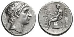 Seleucid Kingdom. Interregnum. The "Soter" Coinage. 246-244 BC. Tetradrachm, 17.00g. (h). Perhaps the ΔΕΛ Mint, associated with AntiochObv: Diademed head of Antiochus I right. Border of dots. Rx: ΣΩΤΗ