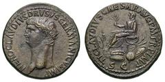 Nero Claudius Drusus, Father of Claudius. Died 9 BC. Sestertius, 29.71g. (h). Military Mint in NW Spain, struck under Claudius, 41-2 AD. Obv: NERO CLAVDIVS DRVSVS GERMANICVS IMP Bare head of Drusus le