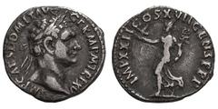 Domitian. 81-96 AD. Denarius, 3.06. (h). Rome, 96 AD. Obv: IMP CAES DOMIT AVG - GERM P M TR P XV Head laureate right. Rx: IMP XXII COS XVII CENS P P P Maia (mother of Mercury) advancing left., holding