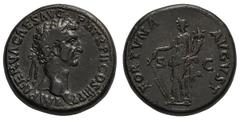 Nerva. 96-98 AD. Sestertius, 30.85g. (h). Rome, 97 AD. Obv: IMP NERVA CAES AVG - P M TR P II COS III P P Head laureate right. Rx: FORTVNA - AVGVST S - C Fortuna standing left holding rudder and cornuc
