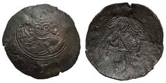Isaac Comnenus. Usurper in Cyprus. 1184-1191 AD. Billon aspron trachy, 3.92g. (h). Nicosia (?). Obv: Bust of Christ facing, beardless, wearing nimbus cruciger, pallium and colobium and raising right h