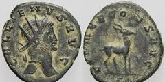Lot of Three Rare Animal Antoniniani of Gallienus. (h). . All mint of Rome, c. 267-8 AD. (1) 2.75g, 6h. Obv: GALLIENVS AVG Head radiate right. Rx: DIANAE CONS AVG Antelope standing right, Γ (=officina