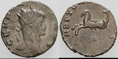 Lot of Three Rare Antoniniani, Including Two Unpublished Varieties. (h). . (1) 2.82g, 7h; Rome, c. 267-8 AD. Obv: GALL[IENVS] AVG Head radiate r. Rx: NEPTVNO CO[NS AV]G Hippocamp swimming l., two spik