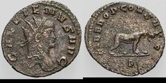 Lot of Three Rare Animal Antoniniani of Gallienus. (h). . Mint of Rome, c. 267-8 AD. (1) 2.95g, 7h. Obv: GALLIENVS AVG Head radiate right. Rx: LIBERO.P.CONS AVG Tigress walking and looking right, B (=