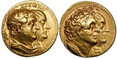 PTOLEMAIC KINGDOM. Ptolemy II Philadelphus (282-246 BC). Gold mnaeion or octadrachm (27.80 gm). Alexandria, ca. 265-261 BC. ADELFWN, jugate busts right of Ptolemy II, diademed and draped, and Arsinoe 