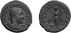 Maximinus I Thrax. 235-238 AD. As, 11.82g (12h). Rome, 235-6 AD. Obv: IMP MAXIMINVS PIVS AVG Bust laureate, draped, cuirassed right, with second portrait. Rx: PROVIDE - NTIA AVG S - C Providentia stan