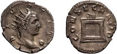 Titus, Divus. 79-81 AD. Antoninianus, 3.73g (7h). Rome, restored by Trajan Decius, 250-1 AD. Obv: DIVO TITO Radiate head of Divus Titus right. Rx: CONSECRATIO Rectangular, lighted altar with four pane