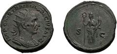 Trajan Decius. 249-251 AD. Double Sestertius, 38.35g (5h). Rome, . Obv: IMP C M Q TRAIANVS DECIVS AVG Bust radiate, cuirassed right, seen from front. Rx: [FELICITA]S S[AECVLI] S - C Felicitas standing