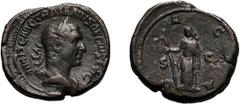 Trajan Decius. 249-251 AD. Sestertius, 28.32g (11h). Rome, . Obv: IMP C M Q TRAIANVS DECIVS AVG Bust laureate, cuirassed right. Rx: D - A - CIA S - C Dacia standing left holding staff surmounted by as