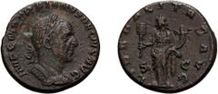 Trajan Decius. 249-251 AD. As, 9.59g (11h). Rome, . Obv: IMP C M Q TRAIANVS DECIVS AVG Bust laureate, cuirassed right. Rx: LIBERALITAS AVG S - C Liberalitas standing left holding coin counter and corn