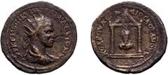 Trajan Decius. 249-251 AD. AE 35.5-37, 19.42g (11h). Pisidia, Codrula, . Obv: AVT K Γ MECI KVIN TRAIA ΔEKION CE Bust radiate, draped, cuirassed right. Rx: KOΔPOVΛEΩN - ΔIOC KOTANOVC Facing bust of a g
