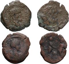 Lot of three bronze diobols of Septimius Severus, Geta as Caesar, and Maximinus I, the last ex Dattari. (1) Septimius Severus, AE 24, possibly Year 6 = 197/8 AD, 10.51g. Head of Septimius laureate rig