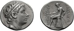 Greek Seleucid Kingdom. Antiochus III. 223-187 BC. Tetradrachm, 16.88g (12h). Antioch, c. 223-211 BC. Obv: Diademed head of king right. Rx: ΒΑΣΙΛΕΩΣ ΑΝΤΙΟΧΟΥ Apollo Delphinios seated left on omphalos,