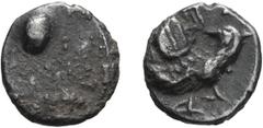 Greek Judaea, Jerusalem. Yehud. Persian Period, before 333 BC. Hemiobol, 0.35g (1h). Obv: Head and neck of horse right, indistinct and off-center. Rx: Bird standing right, head turned left; around, He