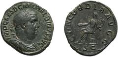 Roman Empire Balbinus. 238 AD. Sestertius, 16.51g (1h). Rome. Obv: IMP CAES D CAEL BALBINVS AVG Bust laureate, draped, cuirassed right, seen from front. Rx: CONCORDIA AVGG around, S C in exergue, Conc