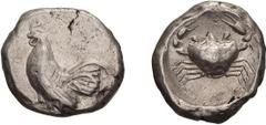Ancient Greek Sicily. Himera. Didrachm. c. 483-472 BC. Didrachm, 8.63g (8h). Obv: ΗΙΜΕ[ΡΑ] Cock standing left. Rx: Crab. SNG ANS 157. Sear 718. NGC 4625019. Ex Berk 153, 13 March 2007, lot 101. Appare