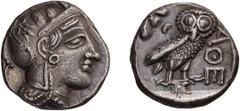 Ancient Greek Athenian Type, Asia Minor. Tetradrachm. 4th cent. BC?. Tetradrachm, 17.07g (9h). Obv: Helmeted head of Athena right. Rx: ΑΘΕ Owl standing right, head front, olive twig and crescent in up
