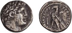 Ancient Jewish Phoenicia, Tyre. Quarter Shekel. Year 6 = 121/120 BC. Quarter Shekel, 3.20g (1h). Obv: Laureate bust of Heracles (Melqart) right. Rx: TYPOY IEPAΣ - KAI AΣYΛOY Eagle with closed wings st