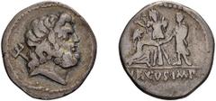 Imperatorial L. Staius Murcus. Denarius. Denarius, 3.73g (12h). , 42-41 BC. Obv: Head of Neptune ight., with trident over shoulder. Rx: Male figure on right, with right hand raising kneeling female fi