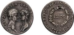 Roman Empire Nero and Agrippina. Fourrée Denarius. 54-68 AD. Fourrée Denarius, 2.95g (6h). Lugdunum, 54-5 AD. Obv: [AGRIPP AVG DI]VI CLAVD NERONIS CAES MATER Head bare of Nero right facing draped bust