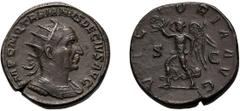 Roman Empire Trajan Decius. Double Sestertius. 249-251 AD. Double Sestertius, 30.43g (10h). Rome, . Obv: IMP C M Q TRAIANVS DECIVS AVG Bust radiate, cuirassed right, seen from front. Rx: VICTORIA AVG 