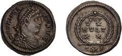 Roman Empire Valens. Siliqua. 364-378 AD. Siliqua, 1.65g (6h). Constantinople, 367-75 AD. Obv: D N VALENS - P F AVG Pearl-diademed, draped and cuirassed bust left. Rx: VOT / VX / MVLT / XX within wrea