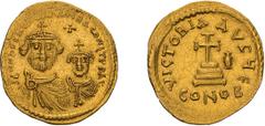 Byzantine Heraclius. Solidus. 610-641 AD. Solidus, 4.48g (5h). Constantinople, c. 616-25 AD. Obv: dd NN hERACLIuS ET hERA CONST PP AVG Facing busts of Heraclius (on left) and Heraclius Constantine (on