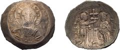Byzantine Alexius I, Comnenus. Histamenon Nomisma. 1081-1118 AD. Histamenon Nomisma, 4.27g (5h). Thessalonica. Obv: Bust of Christ facing, nimbate, raising right hand in benediction and holding book o