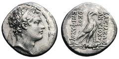 SELEUCID KINGDOM. Antiochus IV Epiphanes. (175-164 BC). Silver drachm (3.96 gm). Antioch, 169/8 BC. Diademed head of Antiochus IV right / ???????? ANTIOXOY ???? ?????????, eagle with closed wings stan