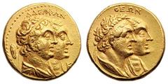PTOLEMAIC KINGDOM. Ptolemy II Philadelphus. (285-246 BC). Gold pentekontadrachm or "tetradrachm" (13.93 gm). Alexandria, after 270-262/1 BC. ΑΔΕΛΦΩΝ, jugate busts right of Ptolemy II, diademed and dra
