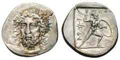 Lycia. Parikla. (380-375 BC). Silver stater (9.87 gm). . Bearded head of Parikla three-quarters left, hair floating loose around head / Lycian inscription Parikla, helmeted, nude hoplite advancing rig