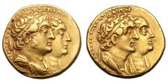 Ptolemaic Kingdom. Ptolemy II Philadelphus. (285-246 BC). Gold pentekontadrachm (13.89 gm). Alexandria, after ca. 272 BC. Α?ΕΛΦ?Ν, jugate busts right of Ptolemy II, diademed and draped, and Arsinoe II