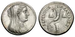 Ptolemaic Kingdom. Ptolemy III. (246-222 BC). Silver dodecadrachm in name of Queen Berenice (53.03 gm). AlexandriaDiademed and veiled bust of Berenice II right / ΒΕΡΕΝΙΚΗΣ ΒΑΣΙΛΙΣΣΗΣ, cornucopiae boun