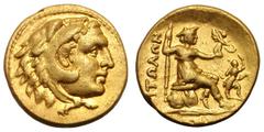 Aetolia. Aetolian League. c. 239-229 BC. Half Stater, 4.30g. Obv: Head of young Herakles facing right, wearing knotted lion-skin headdress. Rx: ΑΙΤΩΛΩΝ Aetolia, personified, seated to right on a pile 