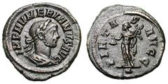 Numerian. 283-284 AD. Quinarius, 1.89g. Rome. Obv: IMP NVMERIANVS AVG Bust laureate, draped, cuirassed right. Rx: PIETA - S - AVGG Mercury standing left, naked apart from cloak over left shoulder, hol