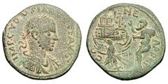 Volusian, Son of Trebonianus Gallus. 251-253 AD. AE 25, 9.36g. Samaria, Neapolis, 247-9 AD. Obv: IMP C VO[L]VSIANVS P F AVG Laureate, draped, cuirassed bust right, seen from front. Rx: CO - L NE - APO