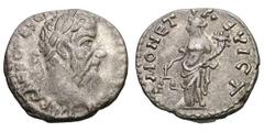 Pescennius Niger. 193-194 AD. Denarius, 2.88g. Antioch, 194 AD. Obv: IIMP CAES C PESC N[IGER IVS AVG] COS II Head laureate right. Rx: MONET - AE VICT Moneta standing left, polos on head, holding scale