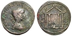Gordian III. 238-244 AD. AE 32, 20.78g. Lycia, Myra. Obv: ΑΥΤ ΚΑΙ Μ ΑΝΤ ΓΟΡΔΙΑΝΟC CEB Laureate, draped, cuirassed bust right. Rx: MY- P - E - WN Simulacrum of Artemis Eleuthera in tetrastyle temple, p
